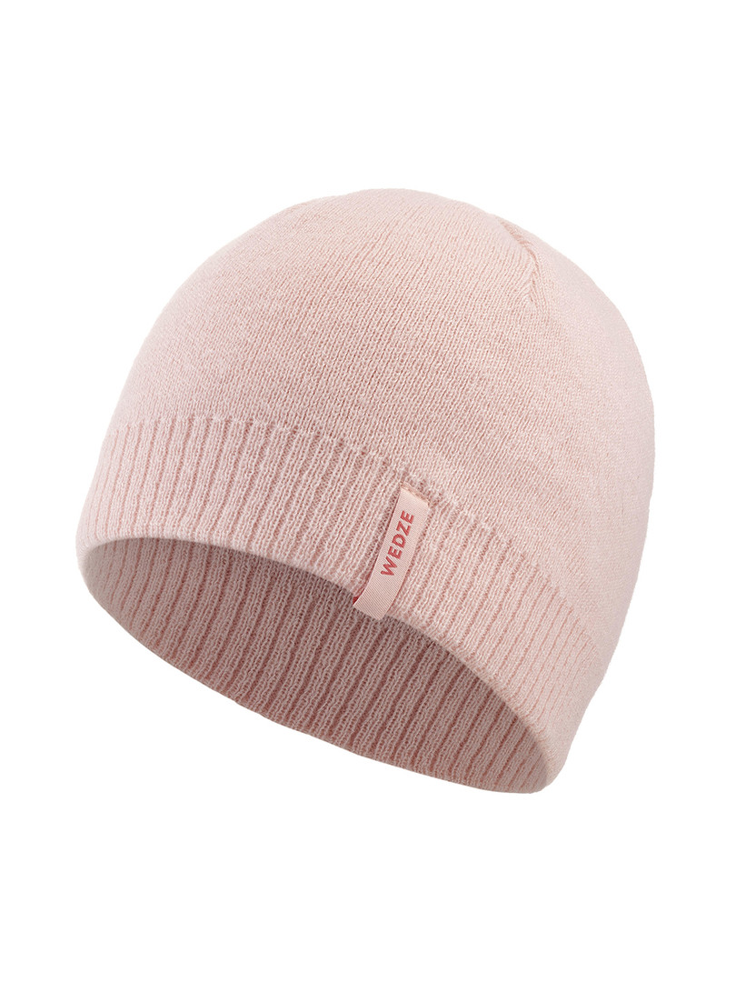 Decathlon WEDZE - Unisex Pink Ski Hat Simple Warm Beanie